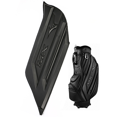 Hot compression molding PU EVA parts for Mizuno MX Golf Caddie Bag side pockets with transparent embroidery logo