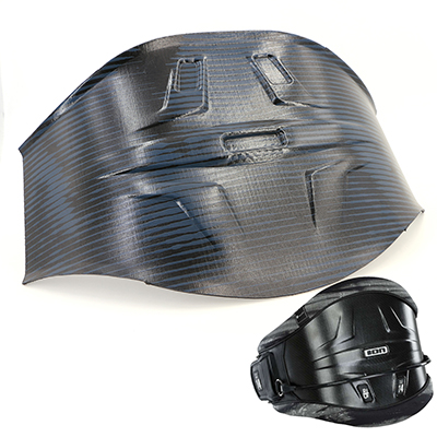 Compression molding carbon fiber panel for ion radium curv waist harness frame parts